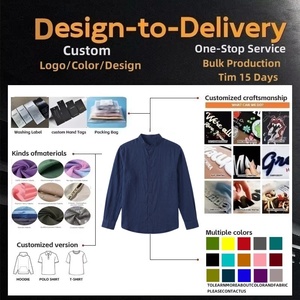 Custom Logo Men 100% Cotton Long Sleeve Turn-<b>down</b> Collar Shirt TKAN1153D Wholesale Navy Blue Breathable Loose fit Button Shirts - Product Image 3