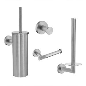 Soporte para escobilla de baño, 4 juegos, soporte de papel higiénico de acero inoxidable montado en la pared, juegos de accesorios de baño, juegos de soporte para cepillos de limpieza - Product Image 6