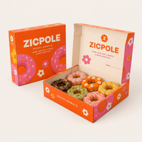 Boîte à emporter écologique personnalisée à 6 compartiments pour biscuits, pâtisseries et aliments, avec emplacements pour coupelles de sauce, séparateurs, emballage pour donuts et macarons