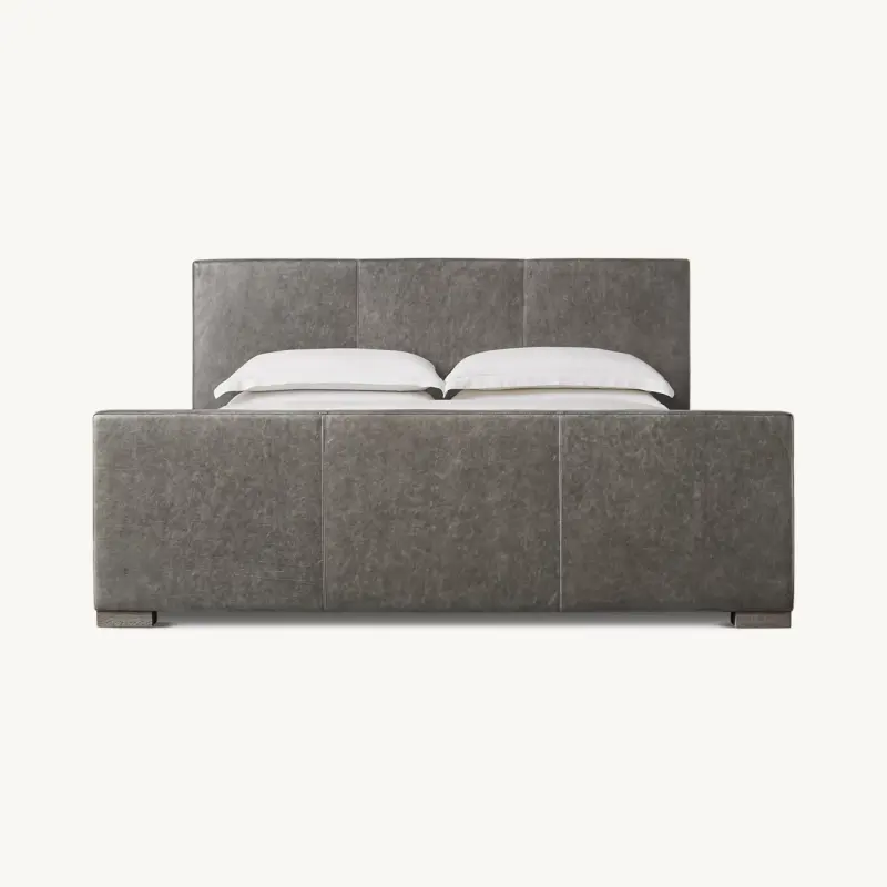 Роскошная кровать размера «king-size», кожаная панель, кровать на платформе с подножкой, мебель для спальни
