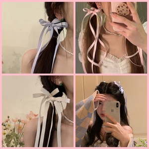 Coiffe élégante à double <span class=keywords><strong>queue</strong></span> <span class=keywords><strong>de</strong></span> <span class=keywords><strong>cheval</strong></span> pour filles Pince à cheveux à nœud en ruban souple Style doux bien conçu - Product Image 2