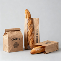 Sac d'emballage alimentaire personnalisé en papier kraft biodégradable blanc et brun, résistant à la graisse, pour donuts, sandwichs, baguettes, hamburgers