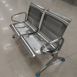 Banco de espera de acero inoxidable Jian Yi Furniture de 3 plazas con reposabrazos para uso en interiores y exteriores - Product Image 2