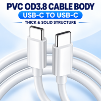 Câble de charge rapide USB-C vers USB-C en PVC OD3.8 jusqu'à 6A 60W, corps de câble épais, fournisseur en gros