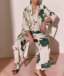 Women's Floral Print Single Button Blazer Notched Collar Full Sleeve Breathable Summer Style - Product Image 4