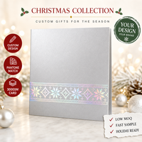 Carte de vœux personnalisée de Noël 5x7 pouces, 300 g/m², bordure flocon de neige argentée, feuille holographique avec enveloppe assortie CBZ-X170