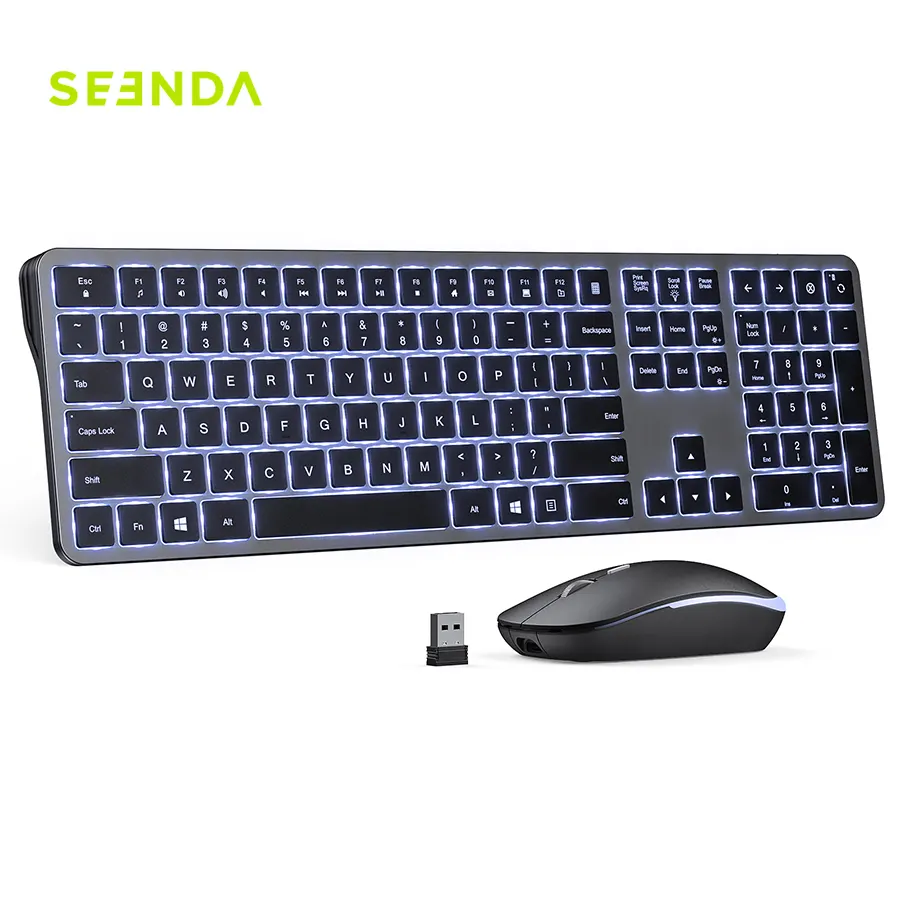 Seenda K22T Usb Wireless Rechargeable Keyboards And Mice 2.4g Quiet Ergonomic Keyboard Mouse Set