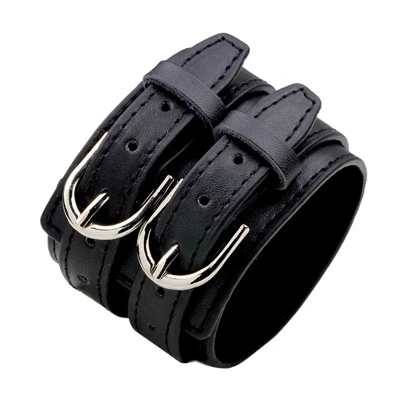 Modische doppelschiene metallgürtelschnallen anpassbares echtlederarmband für herren und damen