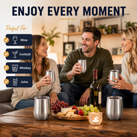 Vaso de Vino de Acero Inoxidable con Logotipo Personalizado, 12 oz, Aislado al Vacío, con Tapa, para Vino, Cócteles, Whisky y Fiestas