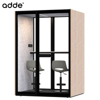 Cabine de bureau acoustique en bois avec porte vitrée pour espace de travail privé