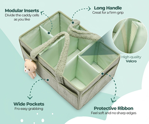 Panier de rangement <span class=keywords><strong>pour</strong></span> couches de bébé, sac à couches en polaire Teddy, organisateur <span class=keywords><strong>pour</strong></span> <span class=keywords><strong>table</strong></span> à <span class=keywords><strong>langer</strong></span> - Product Image 2