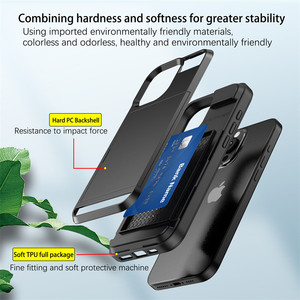 Custodia scorrevole per telefono con carta di credito per telefono per <span class=keywords><strong>iPhone</strong></span> X <span class=keywords><strong>XS</strong></span> <span class=keywords><strong>MAX</strong></span> XR / 7 8 Plus 13 12 mini TPU protezione antiurto - Product Image 4