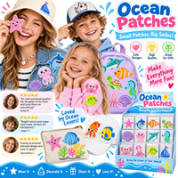 Patch brodé thermocollant ou à coudre sur le thème de la vie marine : poissons, tortues, dauphins, poulpes, étoiles de mer - Vente en gros