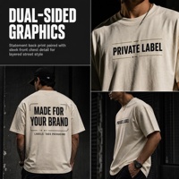 Kaos Crewneck Kasual Cetak Dua Sisi Custom untuk Pria, Bahan Katun Tebal, Model Boxy, Polos, Streetwear