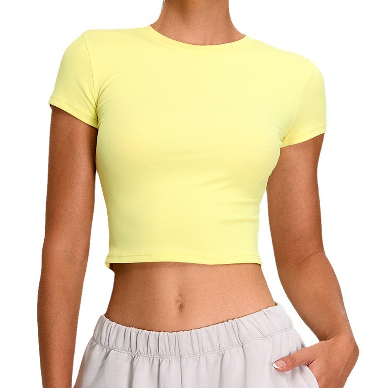 Gym Fitness High Compression Sports Top Workout Activewear Clothing for Women Short Sleeve Yoga Crop Top