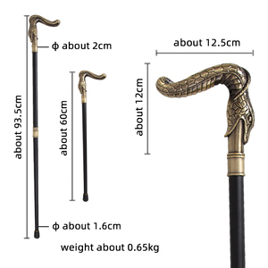 Bastón con mango en forma de cabeza de serpiente con escamas detalladas, agarre curvo tipo T para un agarre cómodo, venta al por mayor. - Product Image 2