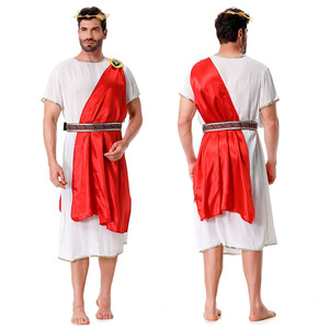Conjunto de disfraz romano antiguo Yi Xiaoyi para adultos y niños, traje familiar blanco con túnica roja - Product Image 2