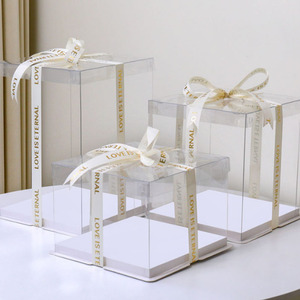 Caja Transparente Cuadrada <span class=keywords><strong>de</strong></span> 4/6/8/10 Pulgadas con Múltiples Niveles y Tapa Transparente para Pasteles <span class=keywords><strong>de</strong></span> Cumpleaños, Bodas, Repostería y Bombones - Product Image 3