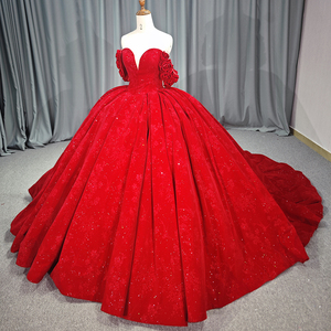 Jancember 6802 <span class=keywords><strong>Vestidos</strong></span> Largos Tradicionales <span class=keywords><strong>Rojos</strong></span> <span class=keywords><strong>de</strong></span> Fiesta para <span class=keywords><strong>Boda</strong></span> y Quinceañera con Escote Corazón y Corte Imperio - Product Image 3