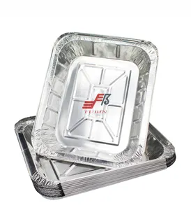 Placa de alumínio com tampa de plástico, meia dimensão de cozimento de alimentos alu bandeja de alumínio barata com tampa de alumínio caixa de almoço