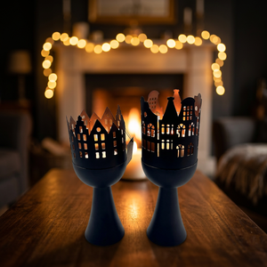 Sonnet Decor Black Iron Handmade <b>Lantern</b> <b>Candle</b> <b>Holders</b> with Die Cut Owl Design Heat Resistant Christmas Home Decoration Set - Product Image 2