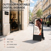 Affichage numérique portable double face pour extérieur, autonomie de 30 heures, 2000 nits, IP65, résistant aux intempéries, support d'affichage publicitaire mobile