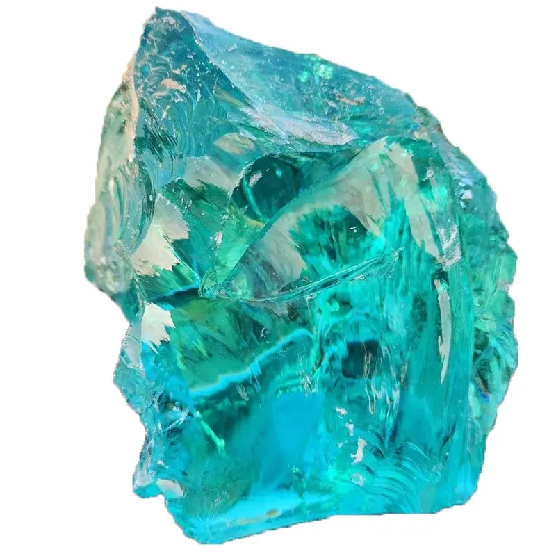 Pierre de roche en verre naturel Cailloux de cristal de roche en verre recyclé coloré Pierre de verre de feu réfléchissante pour la décoration de four