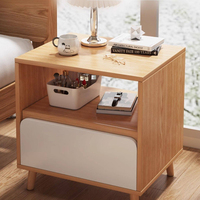 Table de chevet moderne Tenghang à 2 tiroirs avec pieds en bois, style crème, meuble de rangement pour chambre à coucher, idéal pour les petits espaces et salons