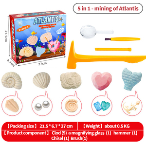 Set Tesori dell'Atlantis 5 in 1, Gioco di Scavo Oceanico, Kit Scientifico di Scavo Fossile per Bambini, Scavo di Gemme, Scoperta Archeologica - Product Image 6