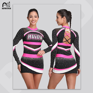 Nouvelle conception d'uniforme de cheerleading personnalisé sublimé, ensemble haut et short à manches longues - Product Image 4