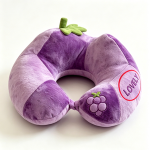 Almohada de cuello de felpa personalizada con forma de uva, almohada de viaje, cojín en forma de U de fruta morada, adorable almohada de felpa - Product Image 6
