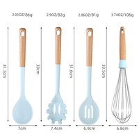 Ustensiles de cuisine antiadhésifs Manjia Blue, outils résistants à la chaleur, ensemble d'ustensiles de cuisine en silicone avec support, Cocina