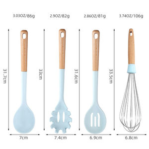 أواني طهي زرقاء مانجيا غير لاصقة أدوات سيليكون مقاوم للحرارة مع حامل كوسينا - Product Image 6