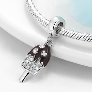 Real 925 plata esterlina bastante cuentas de helado de Chocolate de esmalte joyería fina encanto pulseras joyería de las mujeres Dropshipping. Exclusivo. - Product Image 5