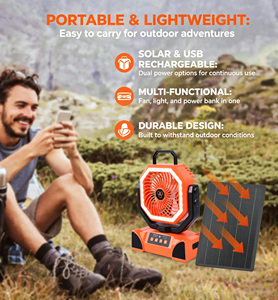 Lanterne LED rechargeable à panneau solaire 40000 mAh pour camping, ventilateur de tente extérieur électrique oscillant sans balais à piles - Product Image 5
