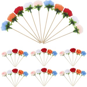 Rose Fruit Sticks 10 Pack Disposable Bamboo Skewers For Dessert Table Decoration - Product Image 4