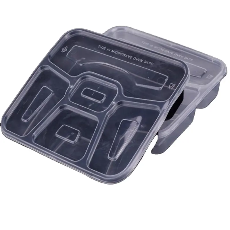 Microwaveable Plastic Bento Box 5 Compartiment Wegwerp Lunchbox Voedsel Lade