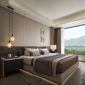 Элитный современный спальный гарнитур с настраиваемым шкафом и прикроватными тумбочками – высококачественная мебель для отелей и жилых проектов - Product Image 1