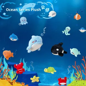 Serie de familia de animales marinos de dibujos animados juguetes de peluche Súper suaves PP algodón relleno medusas langosta cangrejo bolsa encanto <span class=keywords><strong>con</strong></span> forro de malla - Product Image 2