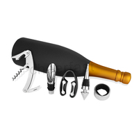 Produits spéciaux ouvre-bouteille de champagne en forme de boîte-cadeau en métal complètement 5 pièces outils pour le vin kit ouvre-bouteille