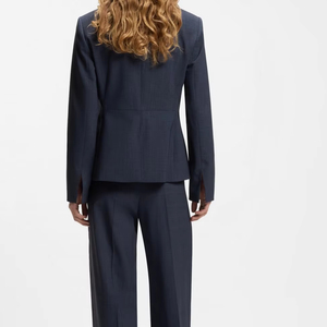 Trajes y Blazers de Mujer en Azul Marino Oscuro, Cuello de Solapa con Muescas, Corte Entallado, Mezcla de Lana Premium, Ropa de Trabajo para Oficina - Product Image 5