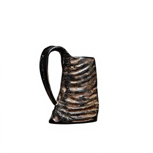 Polished Natural Buffalo Horn Luxury Beer Drinking <b>Mug</b> with Handle Eco-Friendly Gift <b>for</b> <b>Men</b> - Product Image 1