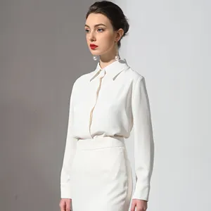 Blus Kantor Wanita Lengan Panjang, Kemeja Blus Putih untuk Wanita, Pakaian Kantor Musim Semi 2020