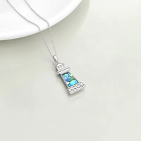 Pendentifs en argent sterling 925 en gros avec opale et coquille d'ormeau en forme de phare – Bijoux océaniques en vrac pour femmes