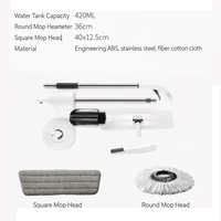 Ensemble de serpillères microfibres rondes avec pulvérisateur à gâchette facile et réservoir d'eau intégré de 420 ml pour un nettoyage en profondeur des sols