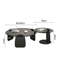 Ensemble de table basse ronde en verre trempé minimaliste moderne, design personnalisable respectueux de l'environnement pour petit salon