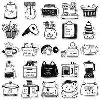 50 Pegatinas de Dibujo a Mano en Blanco y Negro, Estilo Simple, Resistentes al Agua, para Cuadernos, Diarios, Fundas de Teléfono, Venta Directa de Fábrica