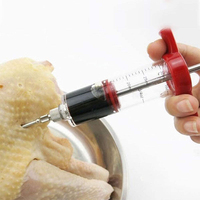 Mini 1OZ Inyector de sabor manual Jeringa de condimento de metal de grado alimenticio para carne y aves de corral