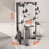 Station de musculation multifonctionnelle professionnelle avec cage de puissance et machine Smith, pile de poids de 80 kg pour la musculation, exercices des bras, triceps et biceps