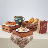 Stand de buffet pour la pause thé, en sapelli brun, pour la présentation de gâteaux de sushi, plateforme pour restaurant/café, fête, banquet ou table de goûter